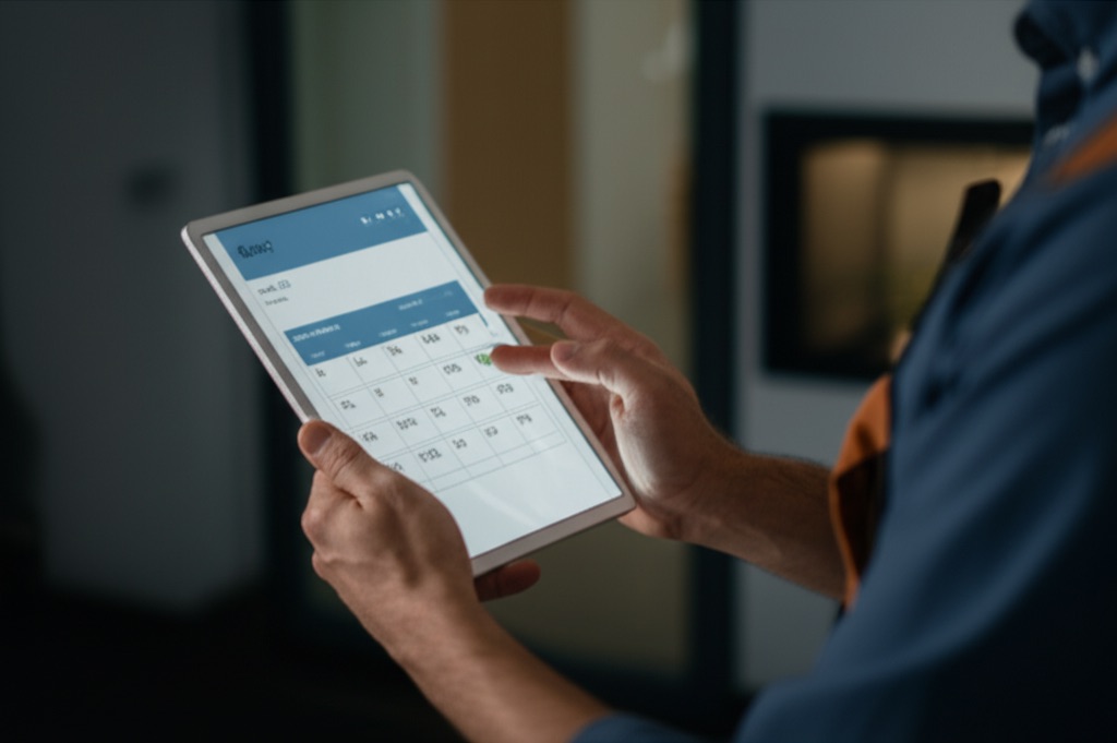 Service professional using scheduling technology